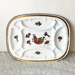 VINTAGE 1960’s Georges Briard Mid Century Modern Enamelware Tray w Birds
